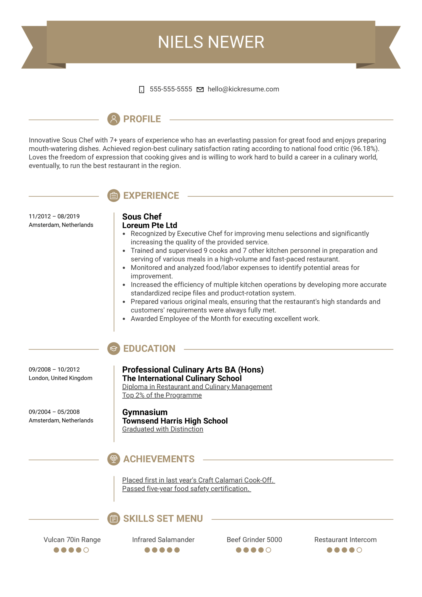 Detail Chef Cv Template Nomer 10