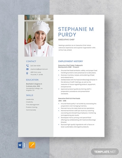 Detail Chef Cv Template Nomer 28