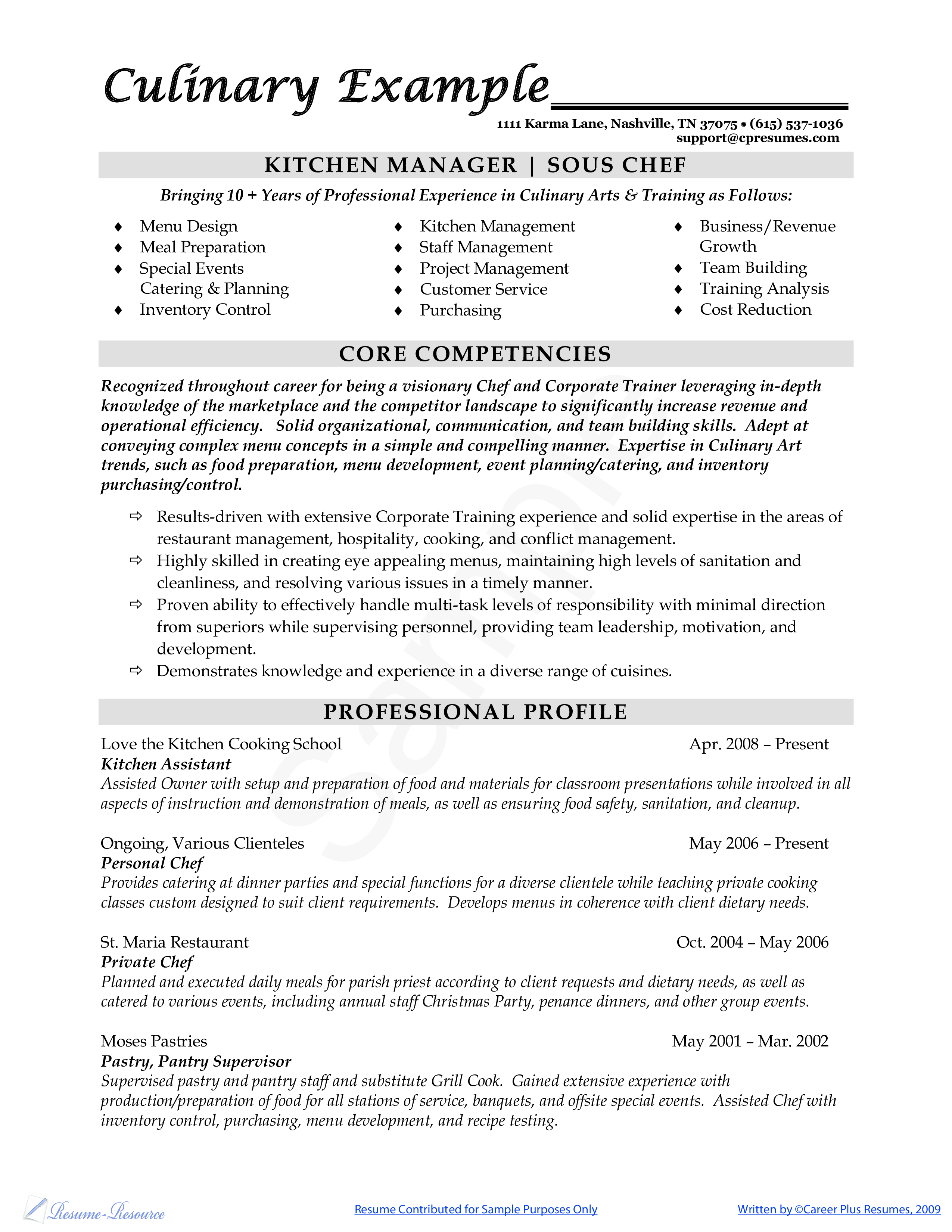 Detail Chef Cv Template Nomer 44
