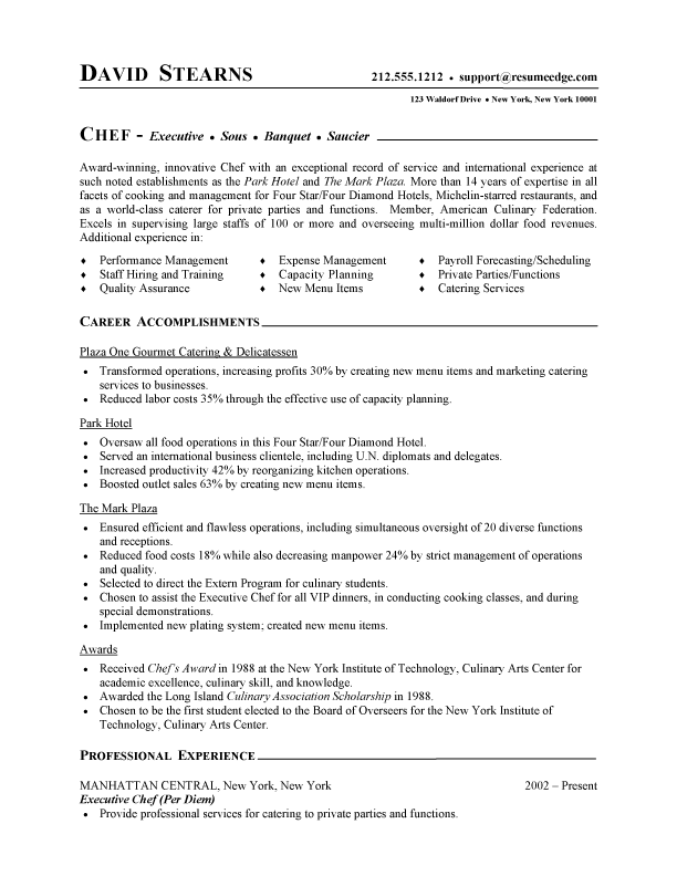 Detail Chef Cv Template Nomer 47