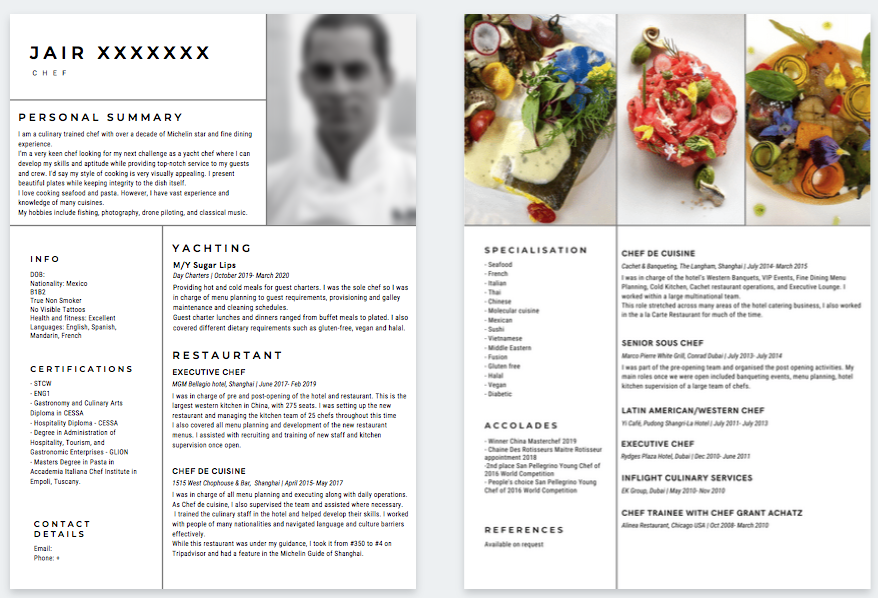 Detail Chef Cv Template Nomer 49