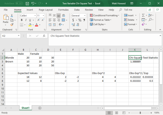 Detail Chi Square Test Excel Template Nomer 27