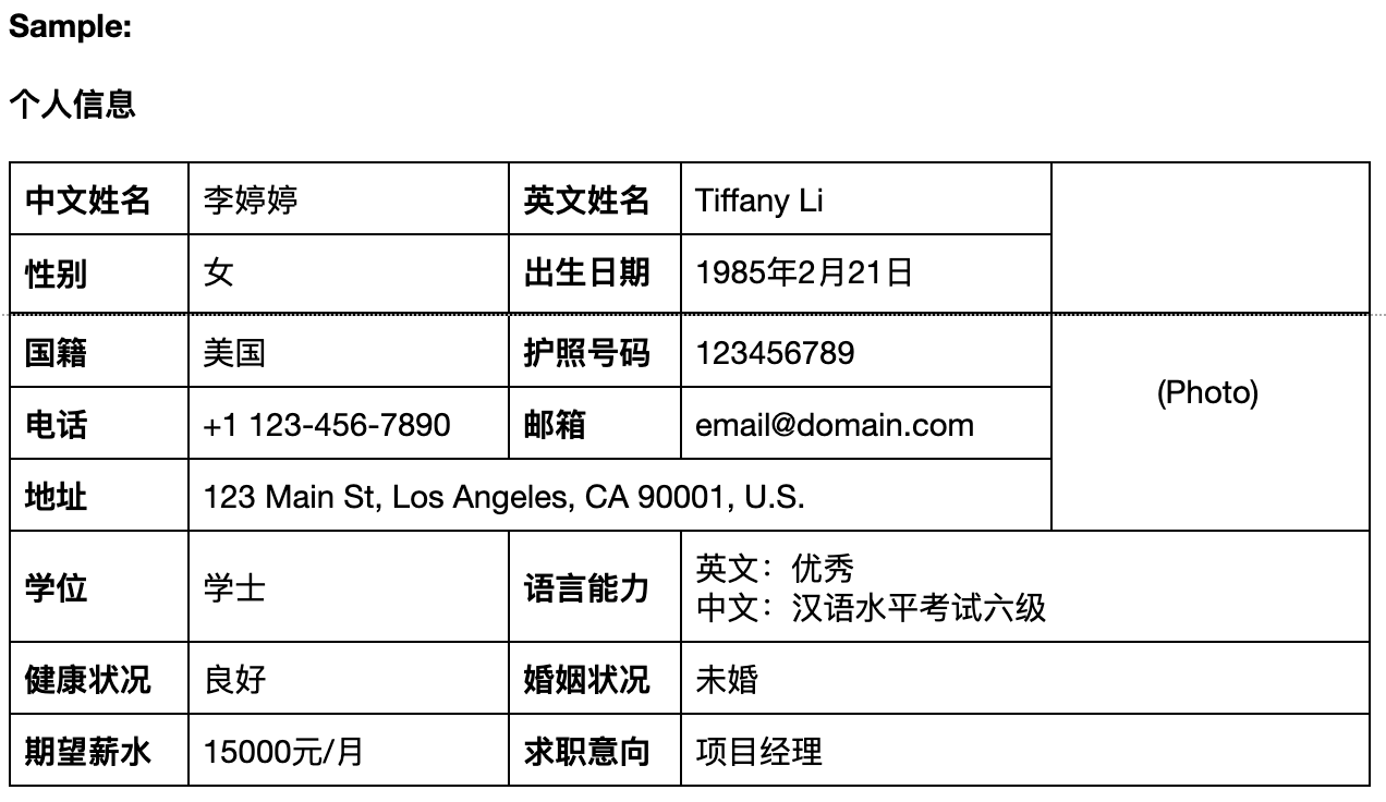 Detail Chinese Cv Template Download Nomer 12
