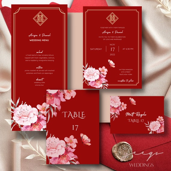 Detail Chinese Wedding Invitation Card Template Download Nomer 20