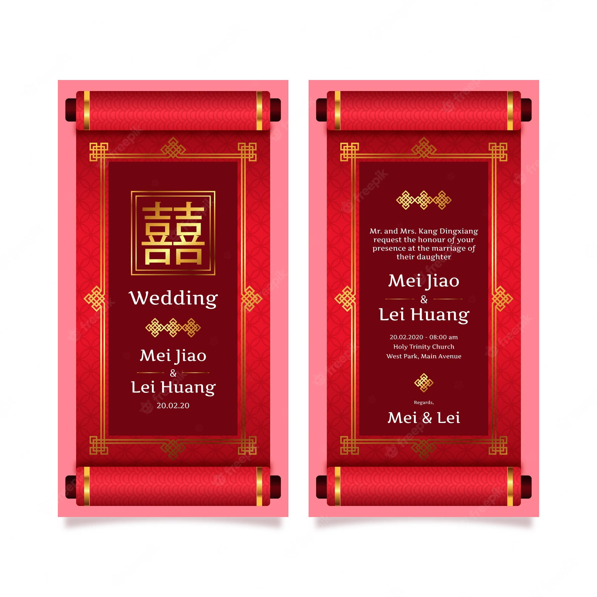 Detail Chinese Wedding Invitation Card Template Download Nomer 26