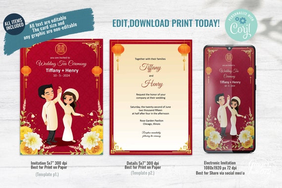 Detail Chinese Wedding Invitation Card Template Download Nomer 35