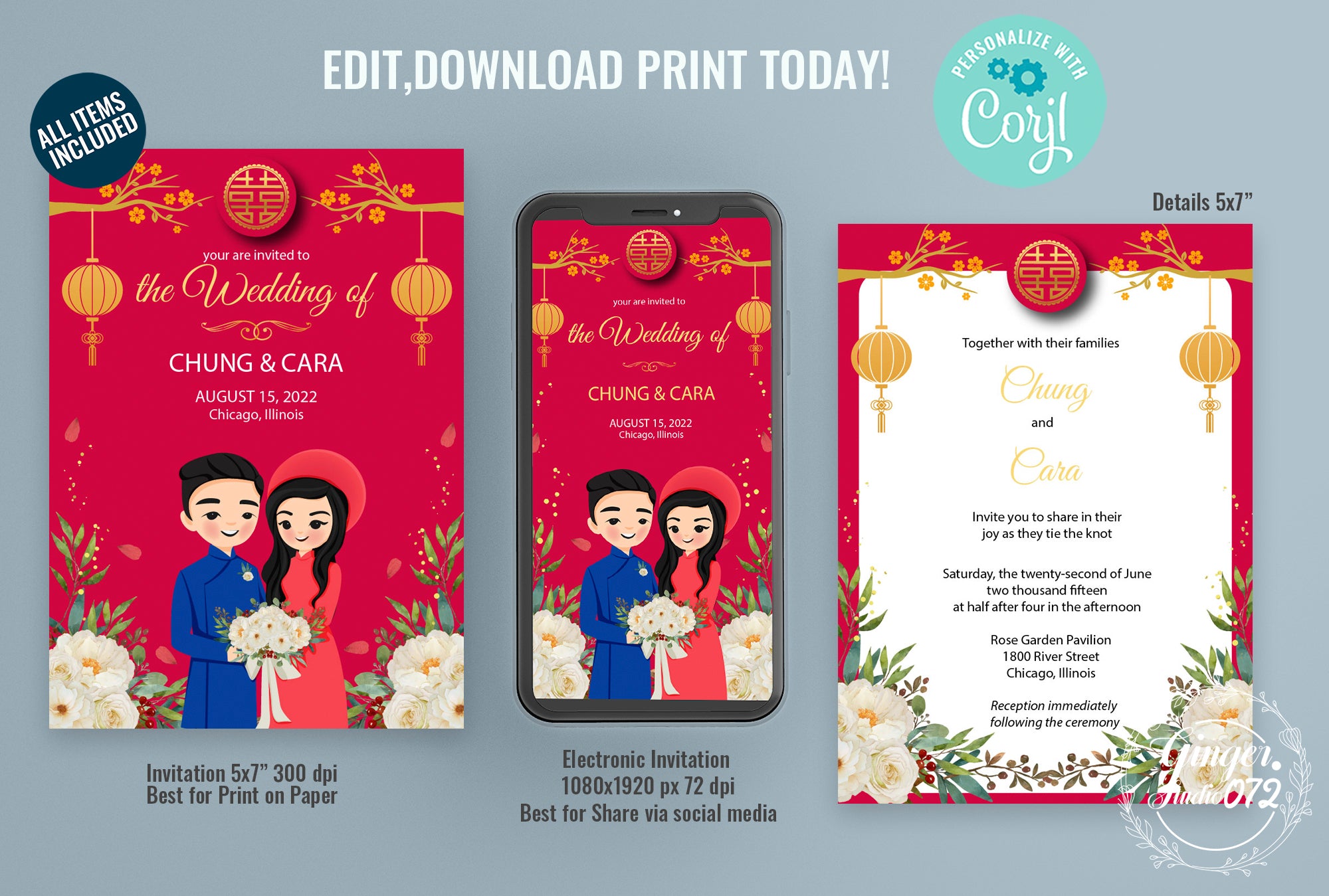 Detail Chinese Wedding Invitation Card Template Download Nomer 41
