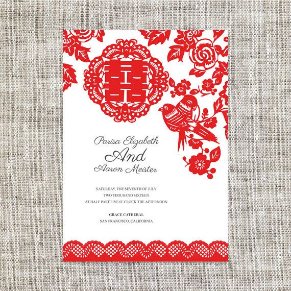 Detail Chinese Wedding Invitation Card Template Download Nomer 6