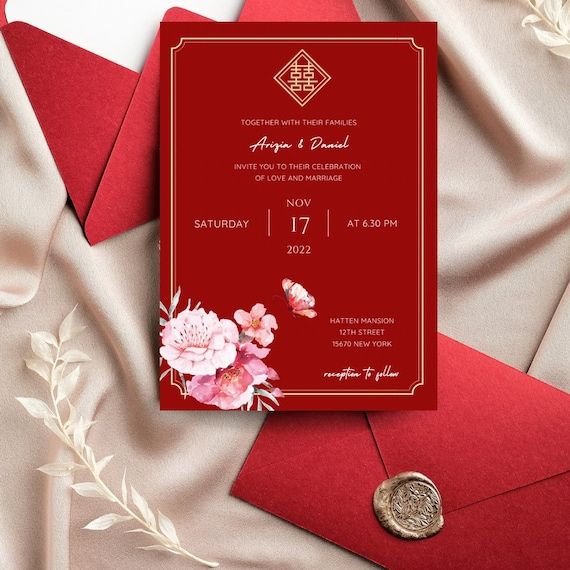 Detail Chinese Wedding Invitation Card Template Download Nomer 46