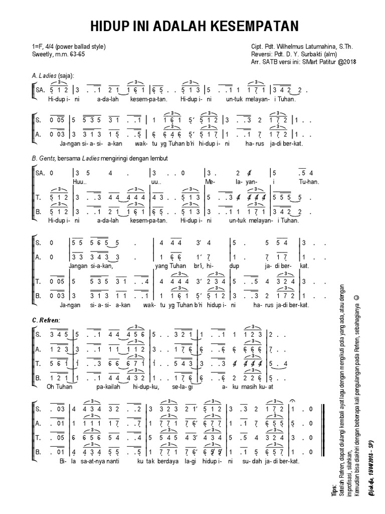 Detail Chord Gitar Hidup Ini Adalah Kesempatan Nomer 13