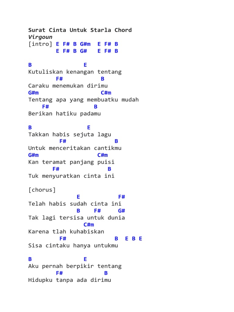 Detail Chord Gitar Surat Cinta Untuk Starla Pemula Nomer 4