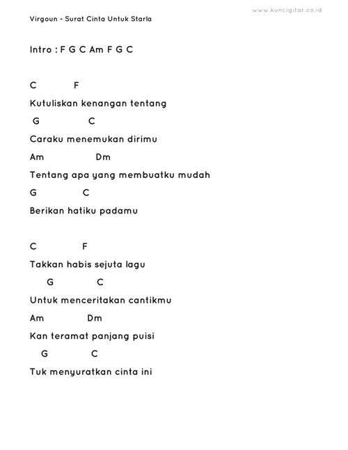 Detail Chord Surat Cinta Untuk Starla C Nomer 9