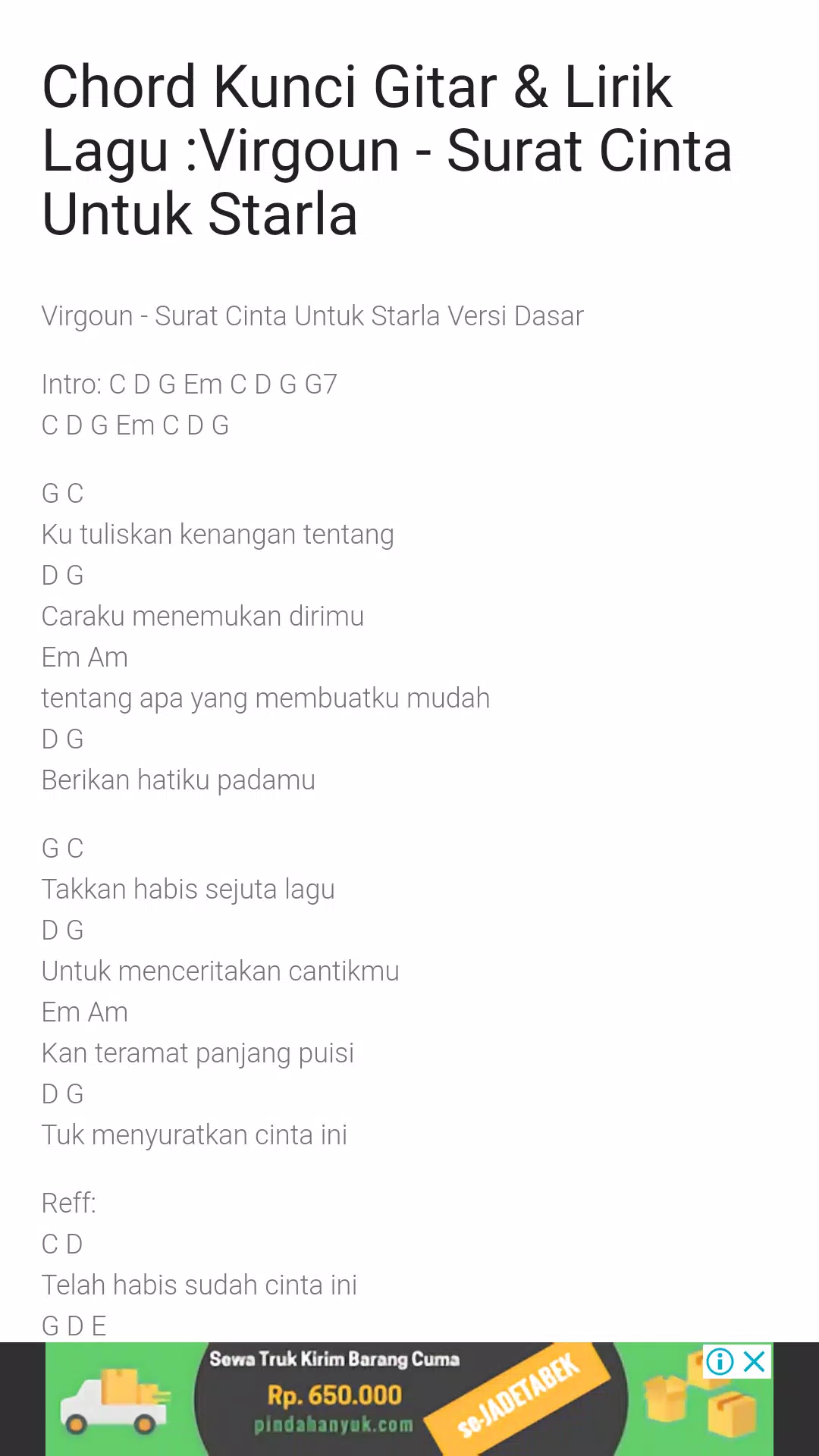 Detail Chord Surat Cinta Untuk Starla C Nomer 21