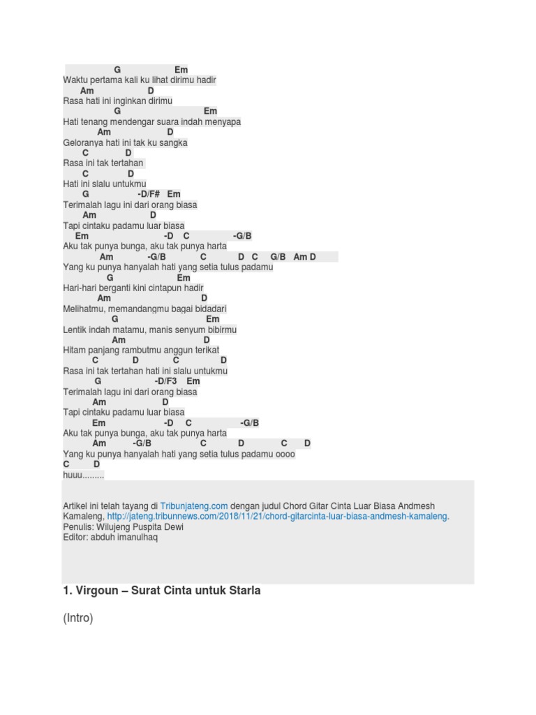 Detail Chord Surat Cinta Untuk Starla C Nomer 41