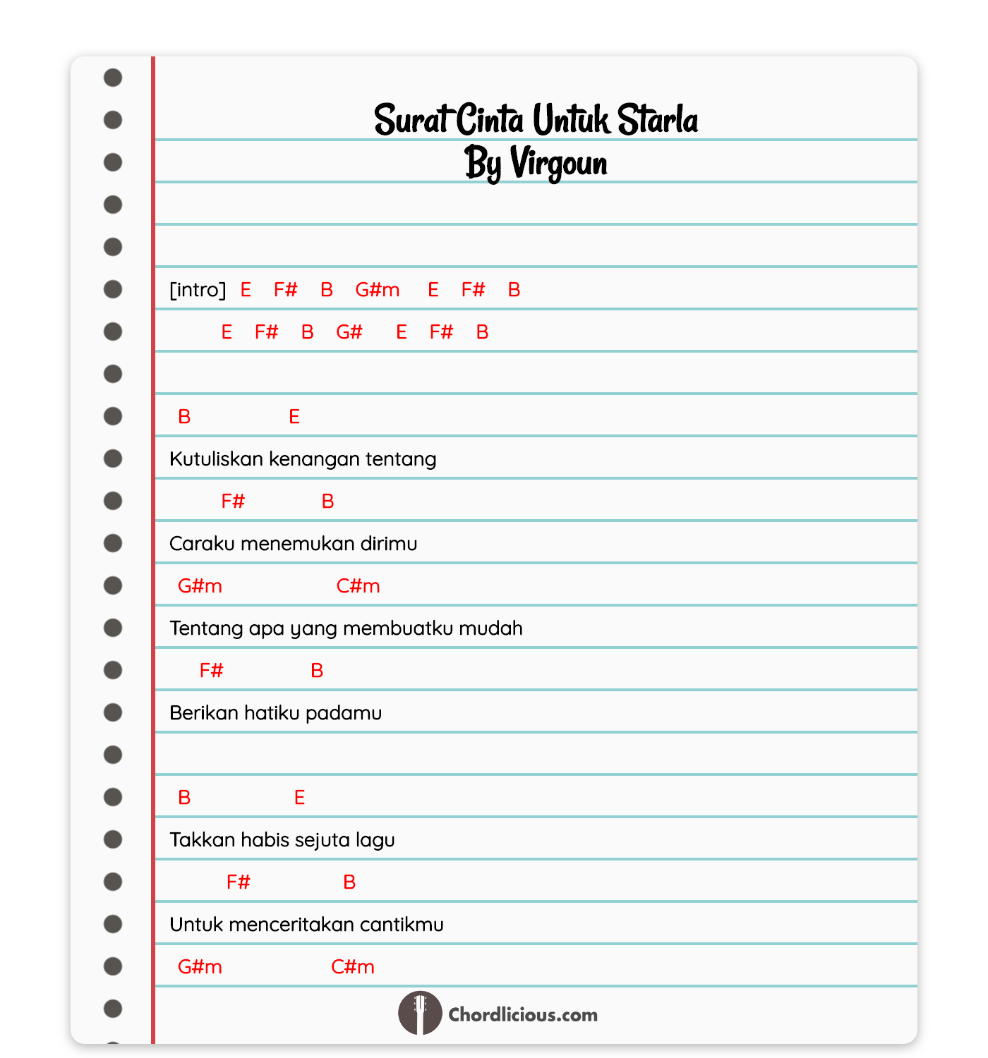 Detail Chord Surat Cinta Untuk Starla Chordtela Nomer 5