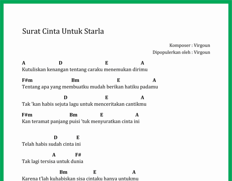 Detail Chord Surat Cinta Untuk Starla D Nomer 38