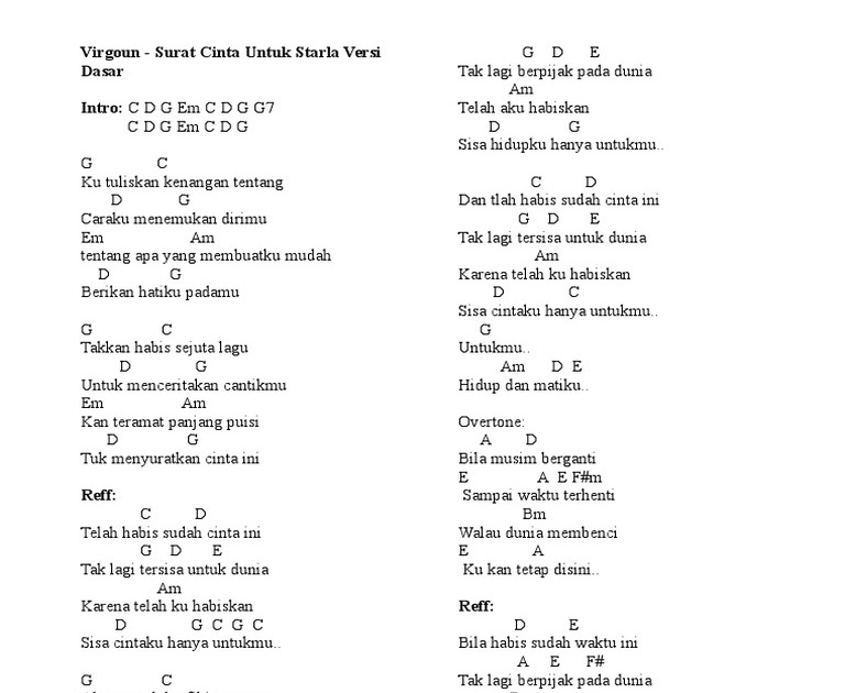 Detail Chord Surat Cinta Untuk Starla Original Nomer 33