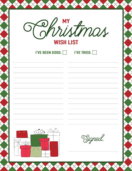 Detail Christmas Wish List Template Nomer 2
