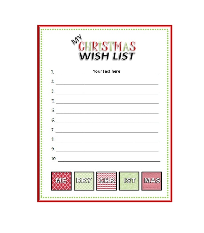 Detail Christmas Wish List Template Nomer 11
