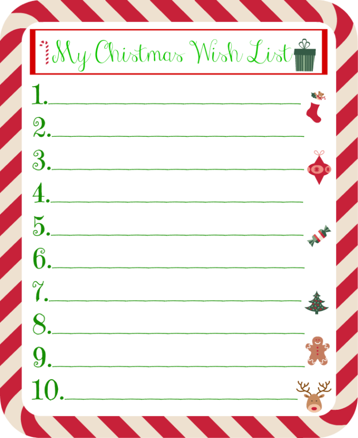 Detail Christmas Wish List Template Nomer 22