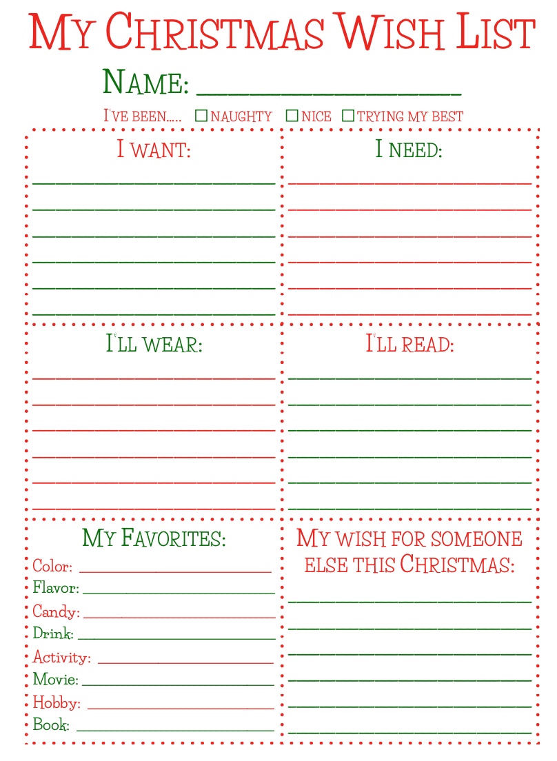 Detail Christmas Wish List Template Nomer 4