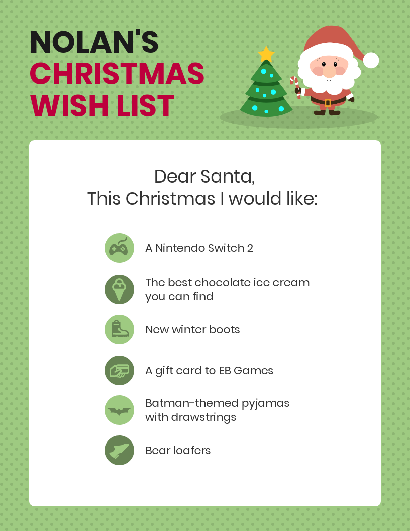 Detail Christmas Wish List Template Nomer 29