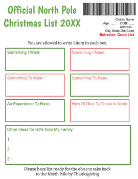 Detail Christmas Wish List Template Nomer 49