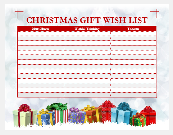 Detail Christmas Wish List Template Nomer 54