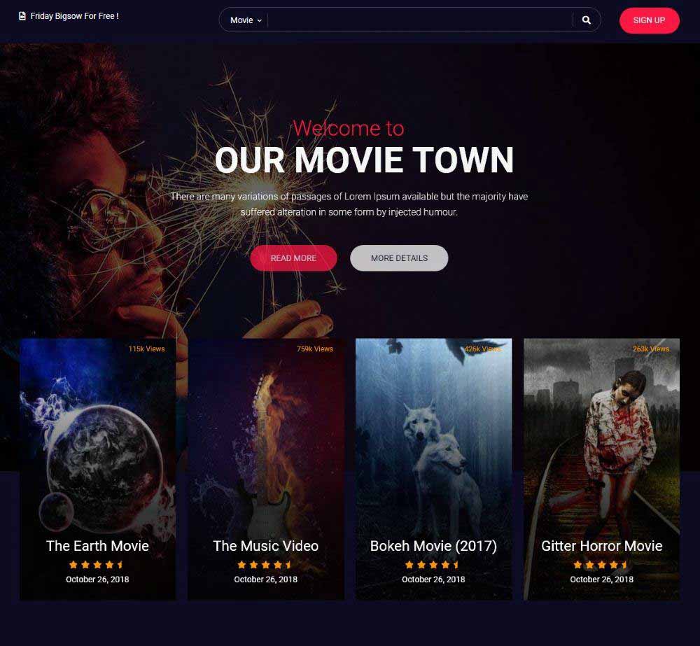 Detail Cinema Html Template Nomer 41