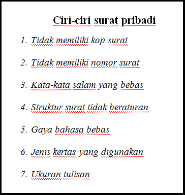 Ciri Ciri Surat Pribadi - KibrisPDR