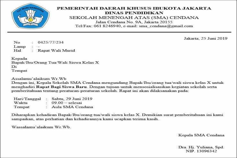 Detail Ciri2 Surat Resmi Nomer 12