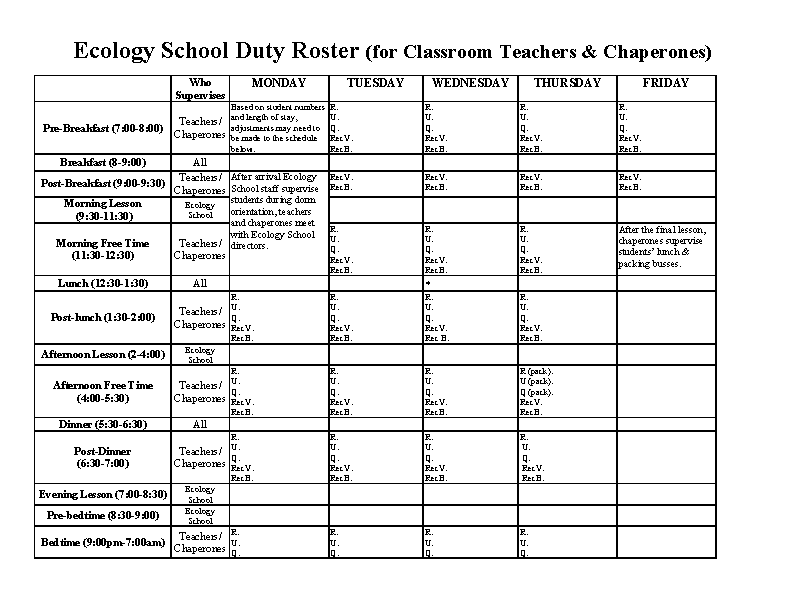 Detail Class Duty Roster Template Nomer 19