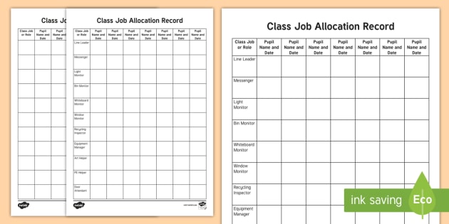 Detail Class Duty Roster Template Nomer 38