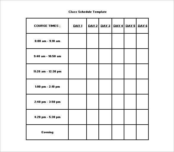 Detail Class Schedule Template Nomer 11