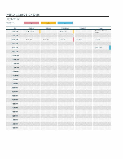 Detail Class Schedule Template Nomer 18