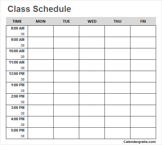 Download Class Schedule Template Nomer 22