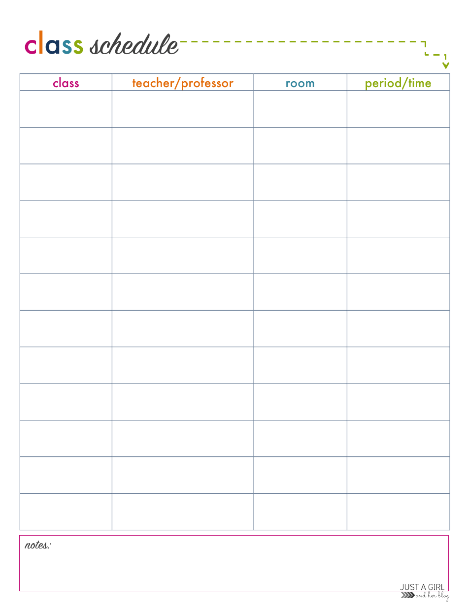 Detail Class Schedule Template Nomer 38