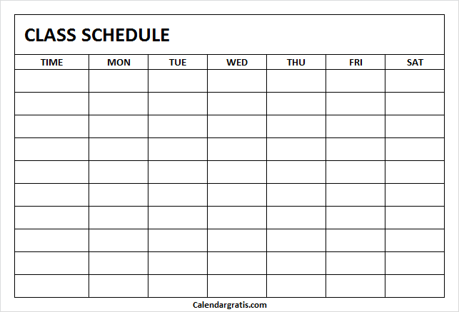 Detail Class Schedule Template Nomer 39