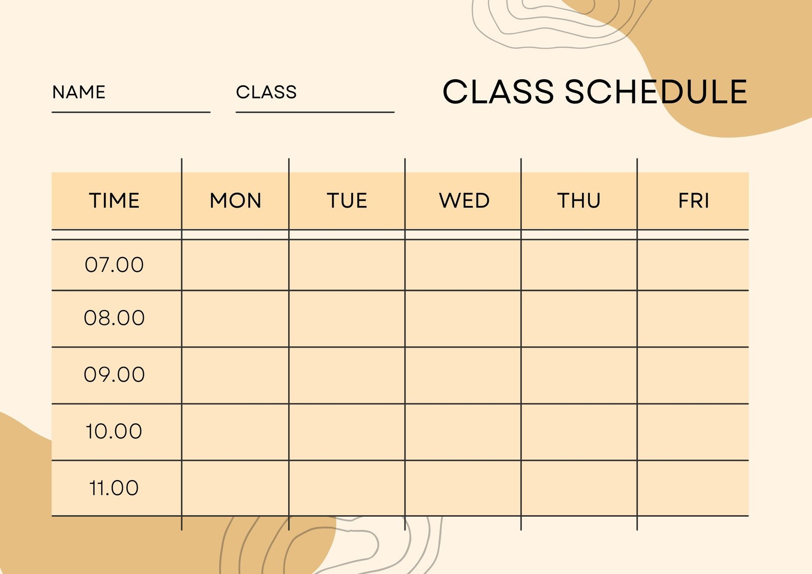 Detail Class Schedule Template Nomer 42