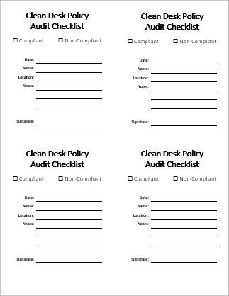 Detail Clean Desk Policy Checklist Template Nomer 2