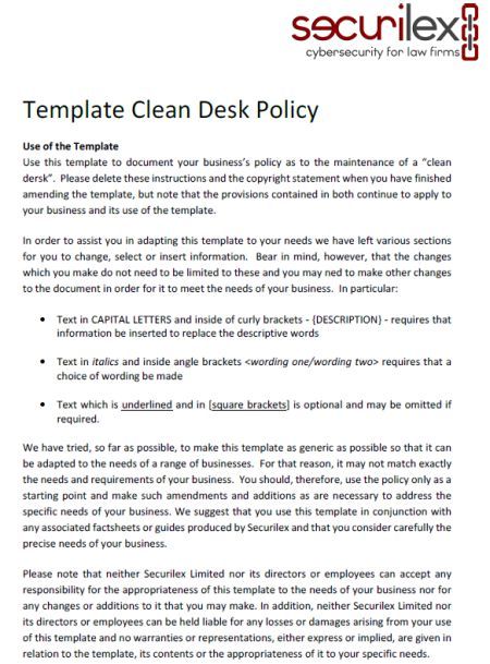 Detail Clean Desk Policy Checklist Template Nomer 3