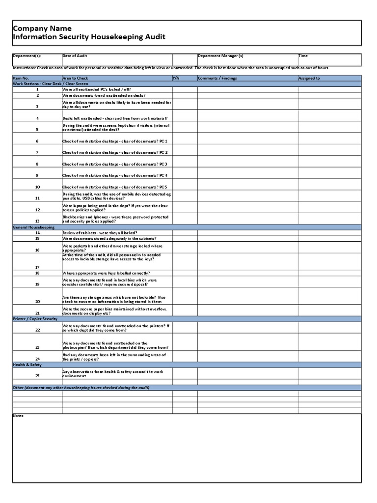 Detail Clean Desk Policy Checklist Template Nomer 23
