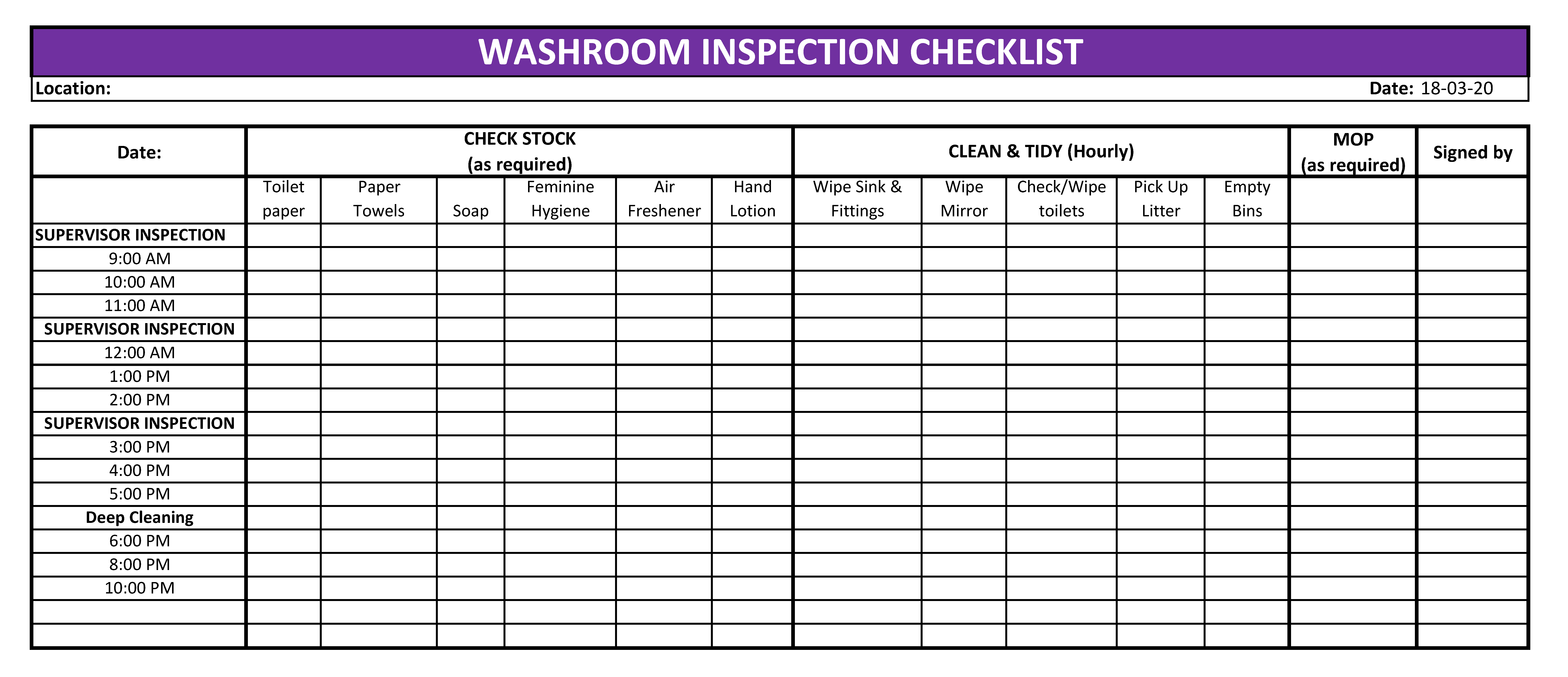 Detail Cleaning Checklist Template Nomer 13