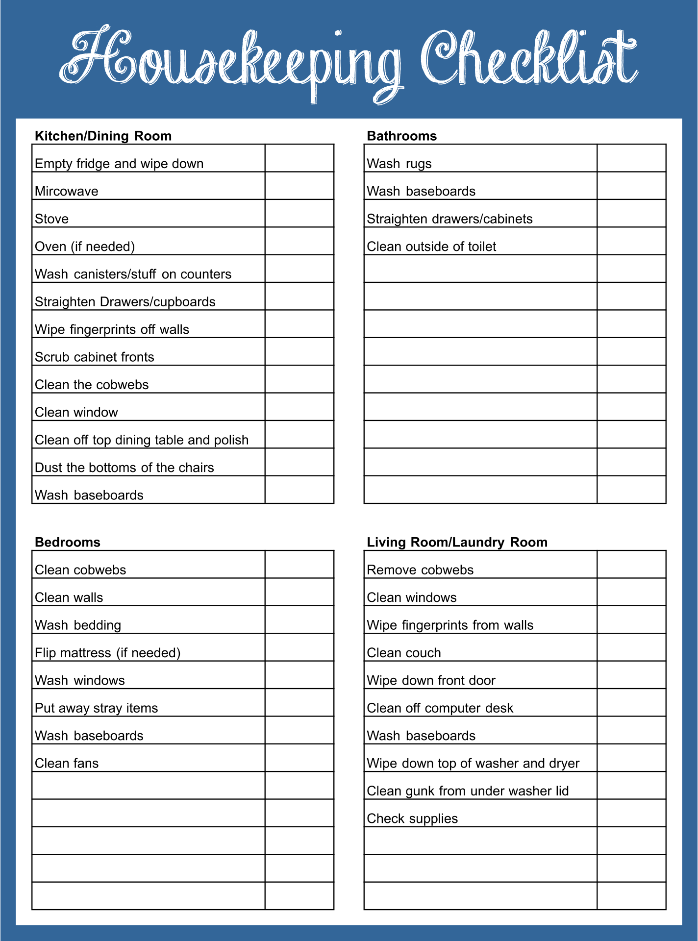 Detail Cleaning Checklist Template Nomer 28