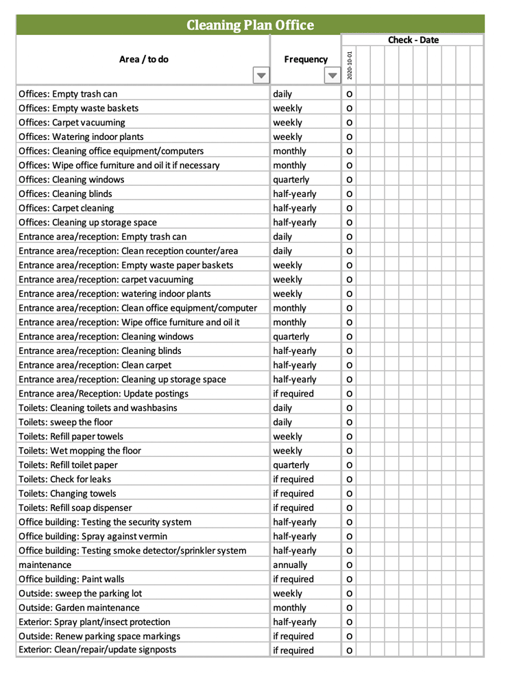 Detail Cleaning Checklist Template Nomer 4