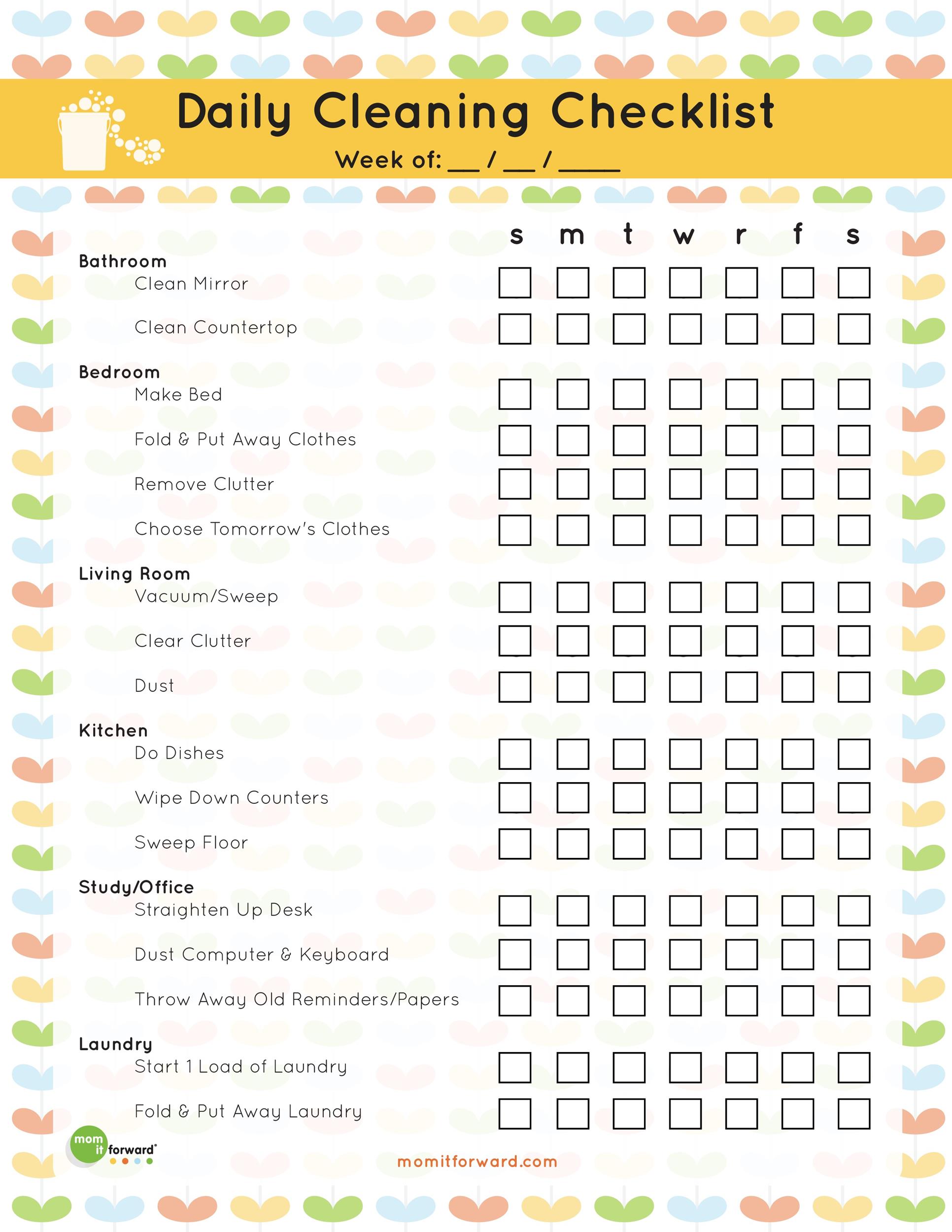 Detail Cleaning Checklist Template Nomer 31
