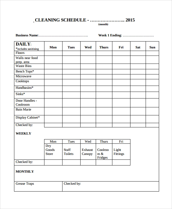 Detail Cleaning Checklist Template Nomer 33