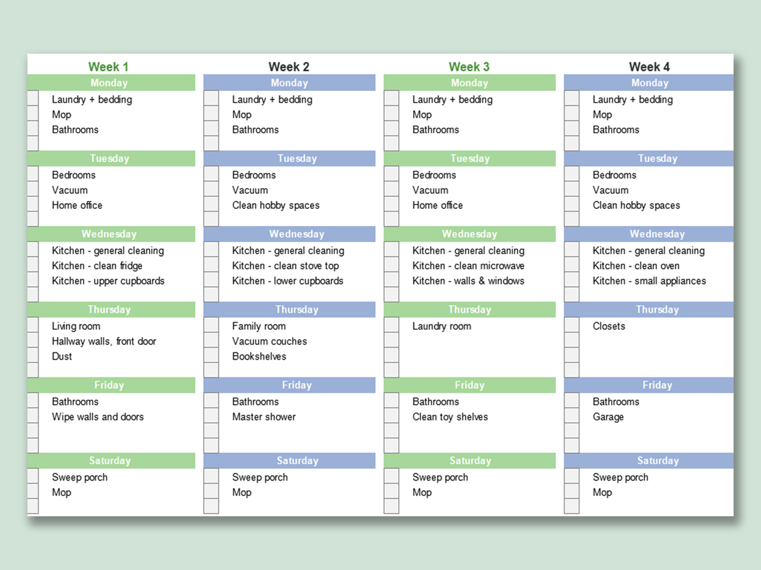 Detail Cleaning Checklist Template Nomer 52