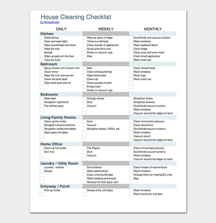 Detail Cleaning Checklist Template Nomer 54