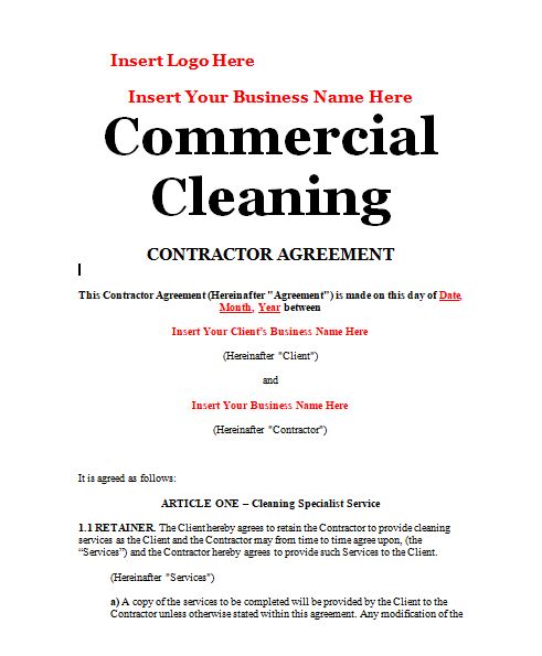 Detail Cleaning Service Contract Template Nomer 27